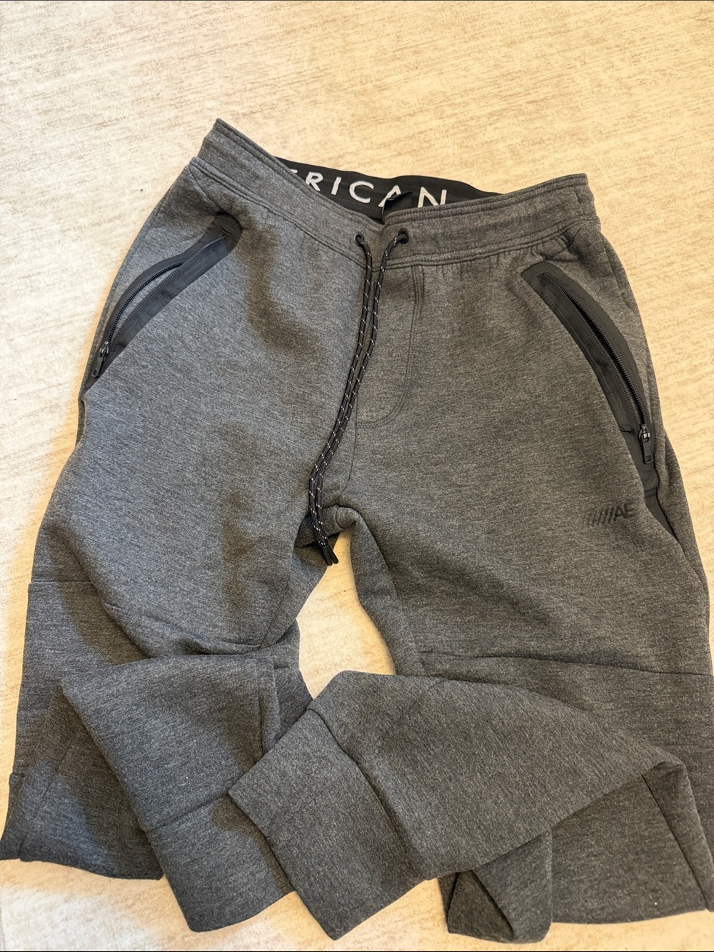 American Eagle Outfitters Charcoal Gray Men's Zip-Pocket Joggers